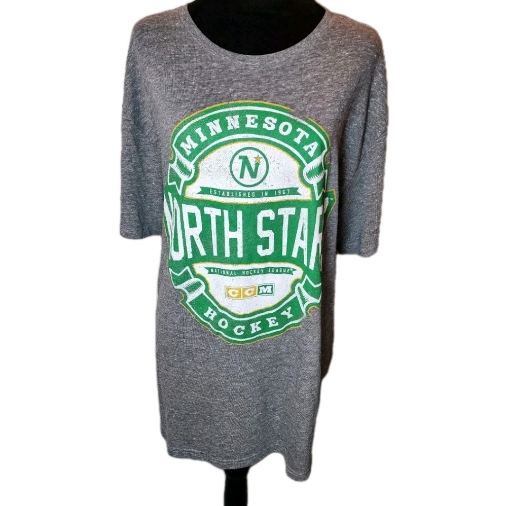 Men's Heather Gray Minnesota North Stars Vintage CCM Reebok T-Shirt XL